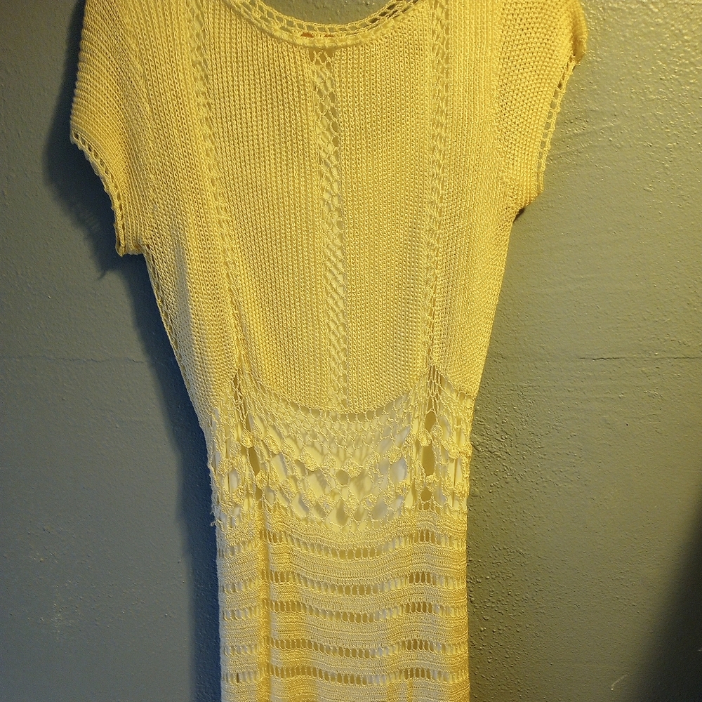 Crochet dress Kroshetta. Size L cream color